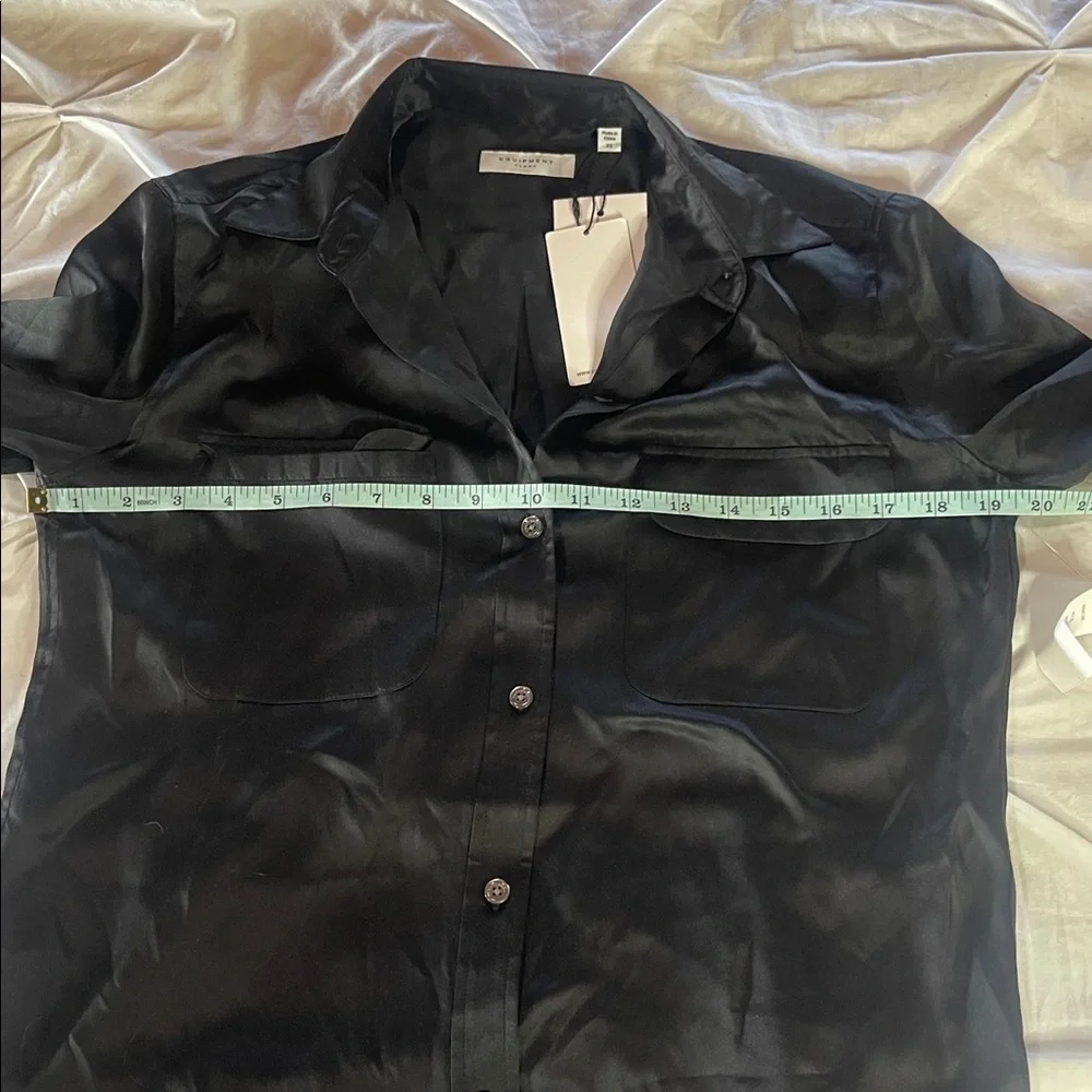 NWT Equipment SIGNATURE 100% SILK SATIN SHIRT in True Black - Picture 13 of 15